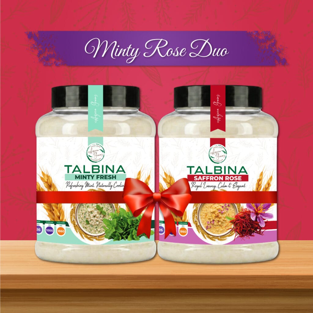 Minty Rose Duo – Minty Fresh & Saffron Rose Talbina Bundle | Azura Grains
